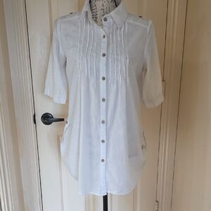 Tramp Ivory Textured Buttonup Shirt With Button Details